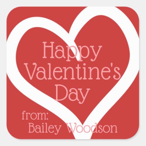 Personalized Hand_Drawn Heart Valentine From Square Sticker
