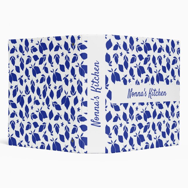 Personalized Hand Drawn Italian Blue Lemons  3 Ring Binder (Background)