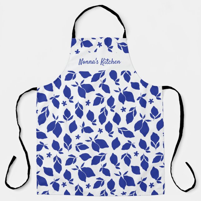 Personalized Hand Drawn Italian Blue Lemons  Apron (Front)