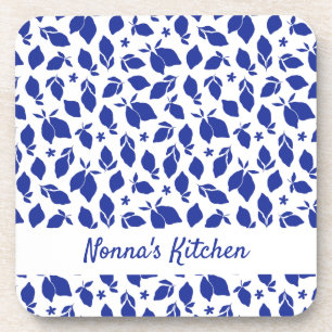 Personalized Hand Drawn Italian Blue Lemons Beverage Coaster
