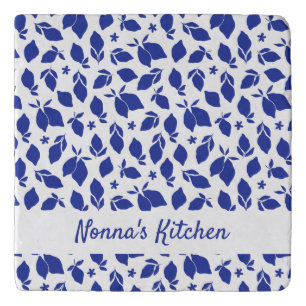 Personalized Hand Drawn Italian Blue Lemons Trivet