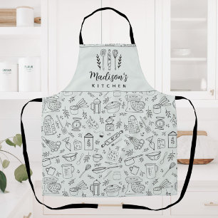 Personalized Hand Drawn Kitchen Cooking Utensils Apron