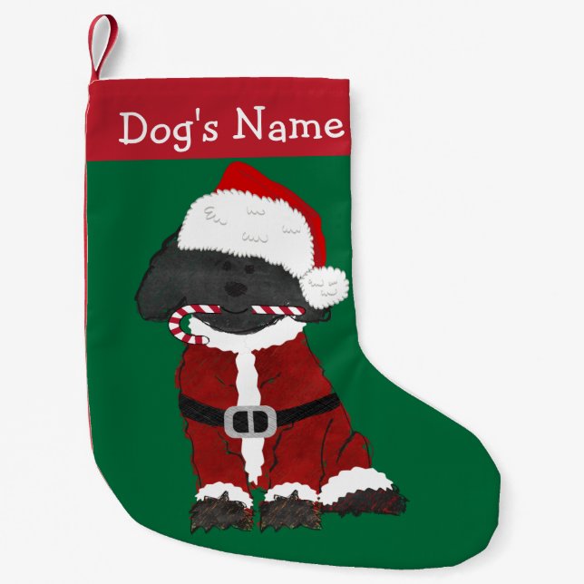 Personalized Hand Drawn Labradoodle Santa Claus Small Christmas Stocking (Front)