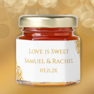 Personalized Hand Drawn Roses Wedding Favor Honey Jar Favors