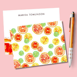 Personalized Hand-Illustrated Citrus Botanical Note Card