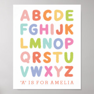Personalized Hand Lettered Rainbow Alphabet Print