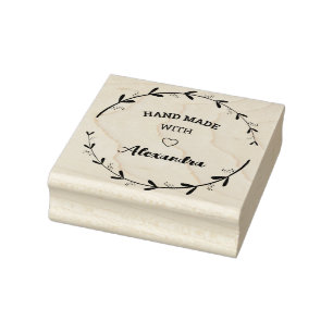 Personalized Hand Made With Love Rubber Stamp