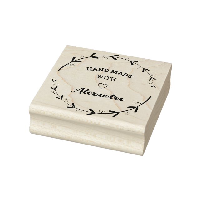 Personalized Hand Made With Love Rubber Stamp (Stamp)