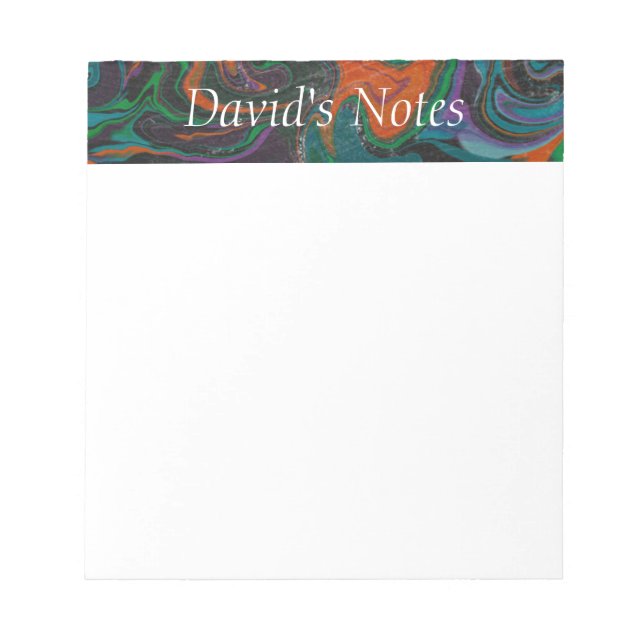 Personalized Hand Painted Abstract Swirl Note Pad (Front)