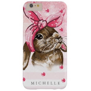 Personalized Hand painted Bunny pink Barely There iPhone 6 Plus Case
