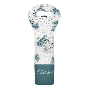 Personalized Hand painted steel blue Floral Wine Bag