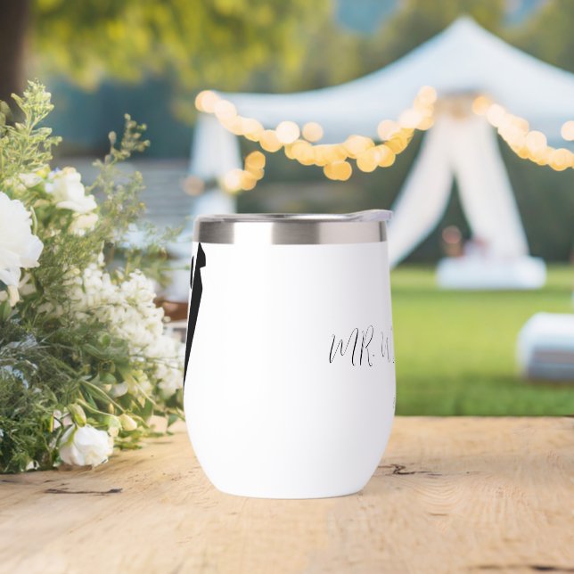Personalized Hand Scripted Wedding Tuxedo  Thermal Wine Tumbler (Wedding)