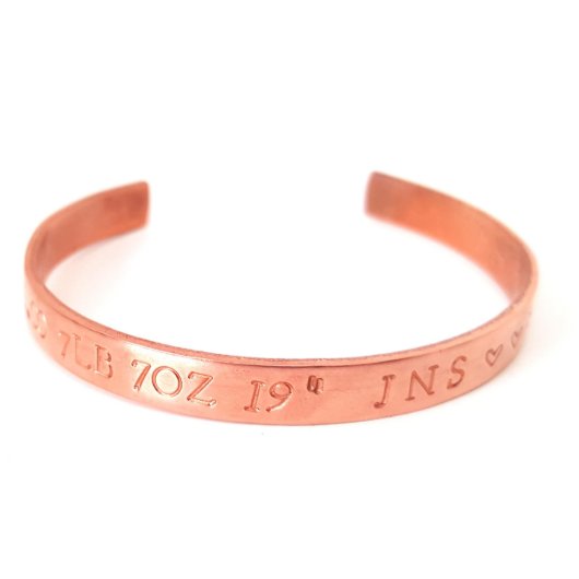 Personalized Hand Stamped Rose Gold Cuff Bracelet (Front)