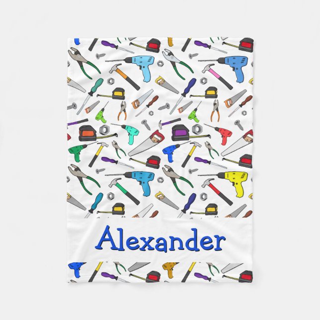 Personalized Hand Tools and Hardware Pattern Fleece Blanket (Front)
