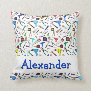 Personalized Hand Tools and Hardware Pattern Throw Pillow