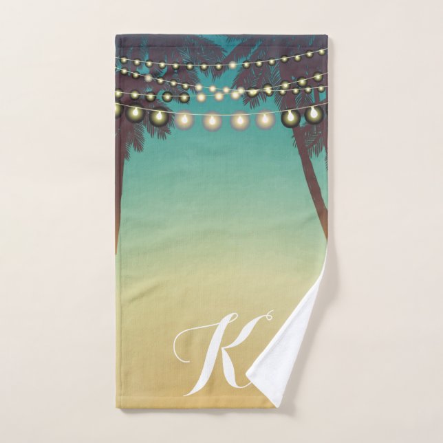 Personalized Hand Towel Beach Sunset Palm Tree Str (Hand Towel)