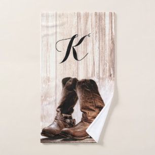 Personalized Hand Towel boots country rustic weste