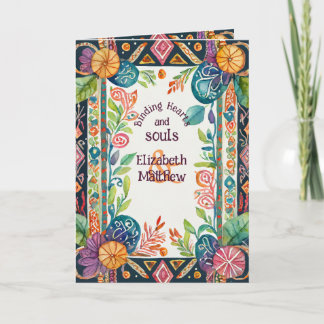 PERSONALIZED HANDFASTING CARD PAGAN FOLKART FLORAL