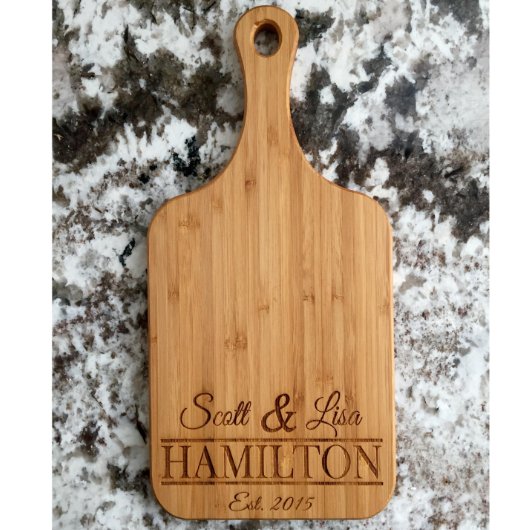Personalized Handled Bamboo Serving Board (Front)