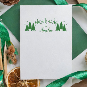 Personalized Handmade by Christmas Tree Rubber Stamp