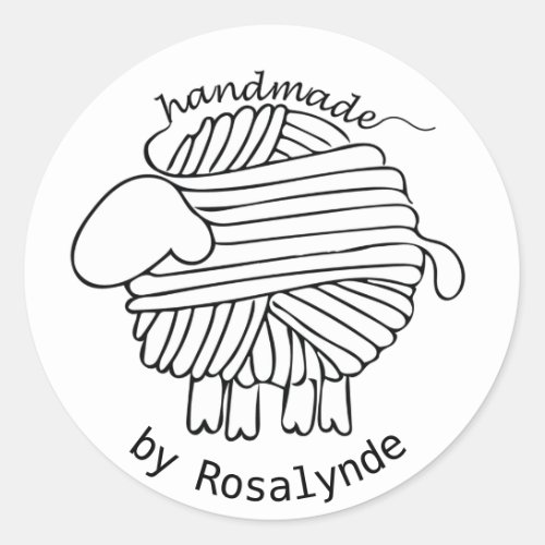 Personalized Handmade By Yarn Sheep Sticker