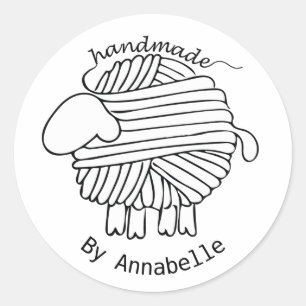 Personalized 'Handmade By' Yarn Sheep Sticker