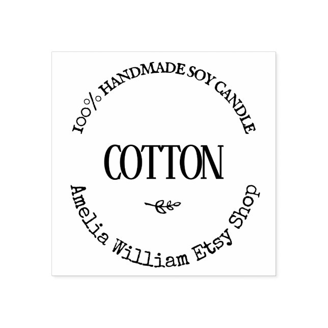 Personalized handmade candle product label rubber stamp (Imprint)