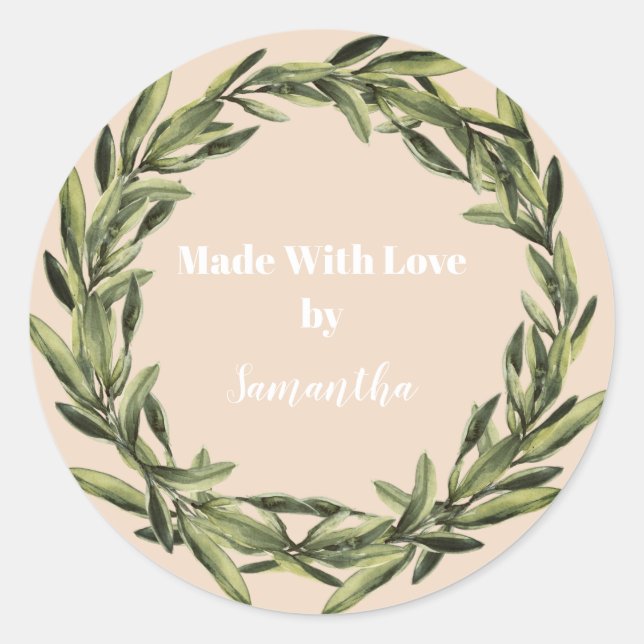 Personalized Handmade Product Flower Wreath Classic Round Sticker (Front)