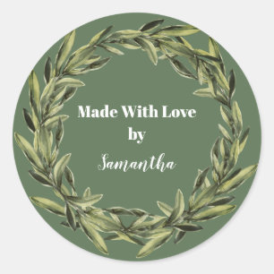 Personalized Handmade Product Flower Wreath Classic Round Sticker