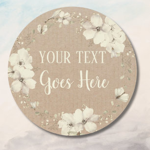 Personalized Handmade Vintage flowers Rustic Classic Round Sticker