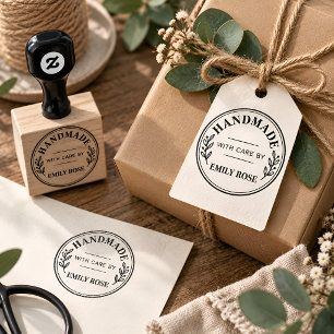 Personalized Handmade With Care Custom Name Self-inking Stamp