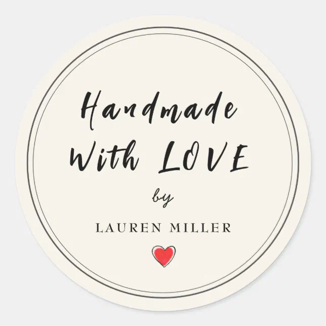 Personalized Handmade With Love Classic Round Sticker Zazzle