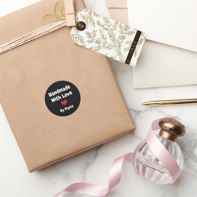 Personalized Handmade With Love  Classic Round Sticker (Gifting)