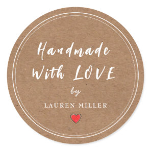 Personalized Handmade with love  Classic Round Sticker
