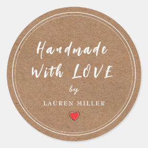 Personalized Handmade with love Classic Round Sticker