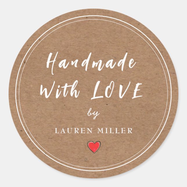 Personalized Handmade with love  Classic Round Sticker (Front)