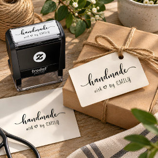 Personalized Handmade With Love Custom Name Self-inking Stamp