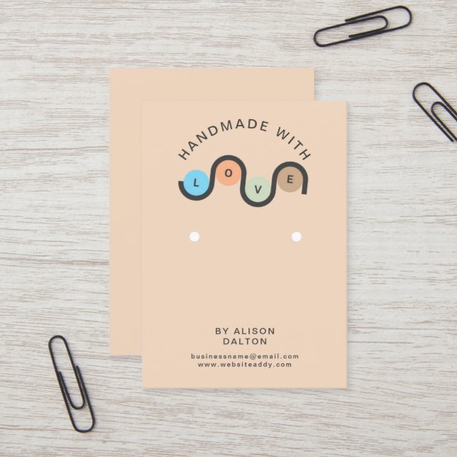 Personalized Handmade With Love Earrings Jewelry  Business Card (Front/Back In Situ)