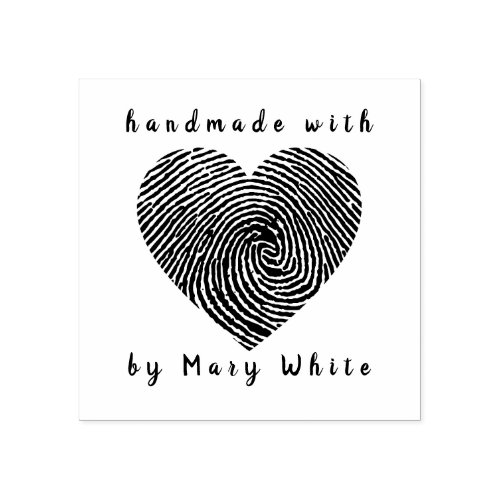 Personalized Handmade With Love Fingerprint Heart  Rubber Stamp