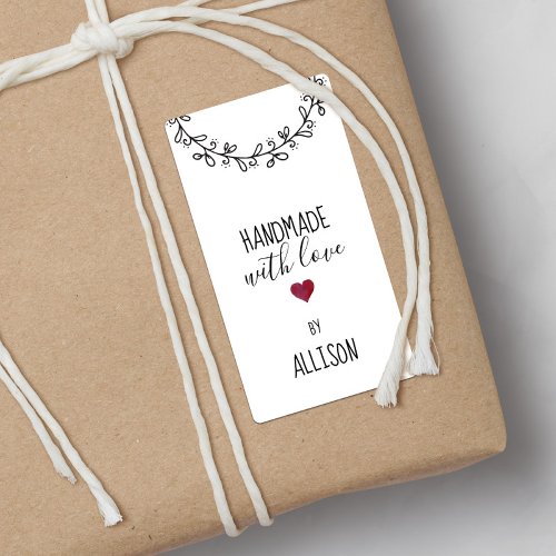 Personalized Handmade with Love Red Heart  White Label