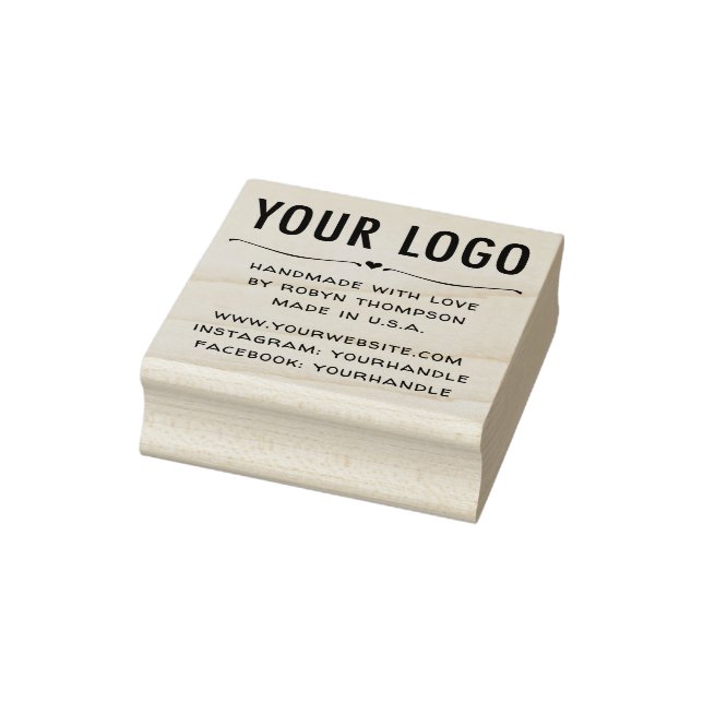 Handmade With Love Personalized Rubber Stamp, Zazzle