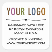 Personalized Handmade with Love Stickers with Logo