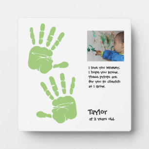 Personalized, handprint, child's photo, name - MOM Plaque