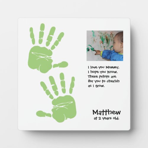 Personalized handprint childs photo name _ MOM Plaque
