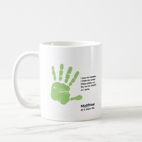 Personalized handprint mug from child with name