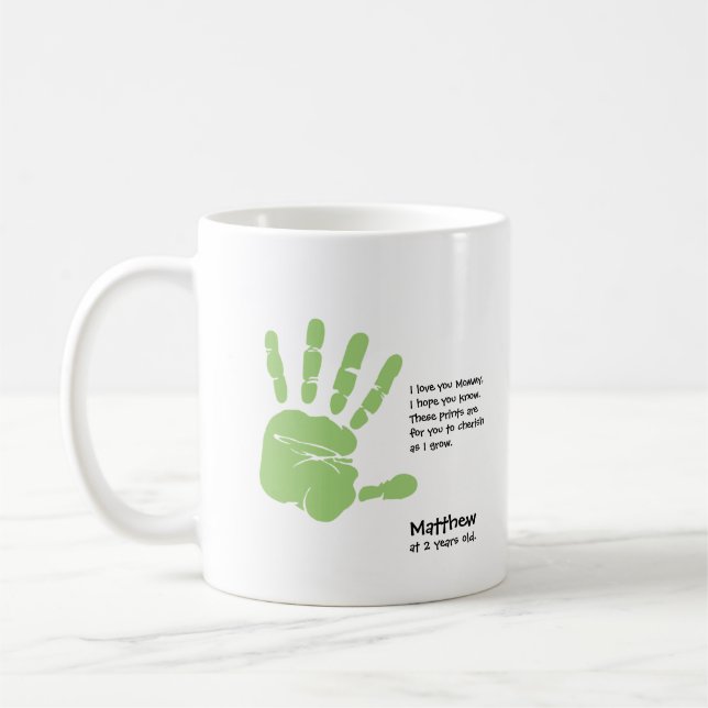 Personalized handprint mug from child with name (Left)
