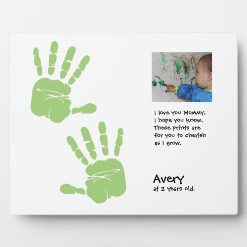 Personalized handprint poem for mom with photo plaque