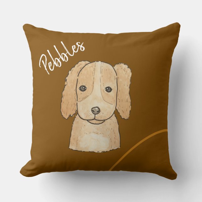 Personalized Handrawn Pet Throw Pillow (Front)