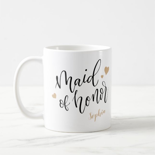 Personalized handwriting maid of honor mugs (Left)