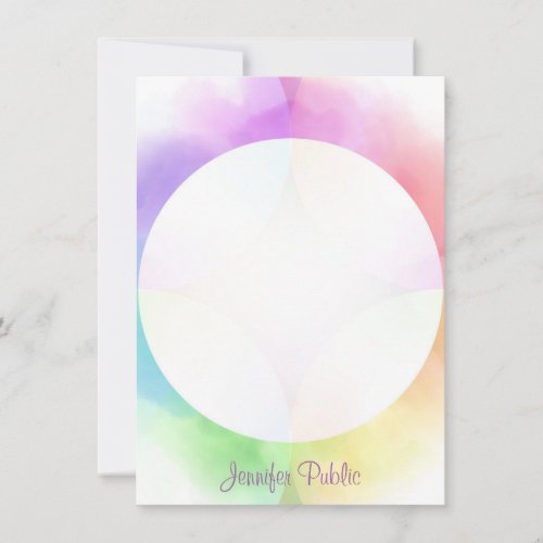 Personalized Handwriting Monogram Watercolor Note Card